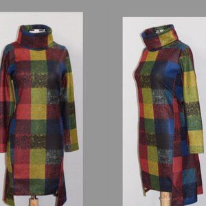 Multi Color Plaid Patchwork Cotton Dress
